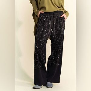 297B. Rhinestone Embellished Elastic waist Pant